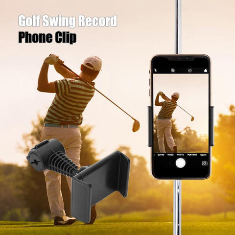 Golf Swing Record Phone Holder Cell Phone Clip Stand Bracket Support for Alignment Stick 360 Degree Rotatable Holder